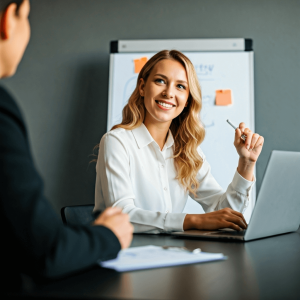 als Frau selbststaendig machen Hand in Hand mit Fahne 