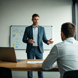 als coach selbststaendig machen mann im Unterricht