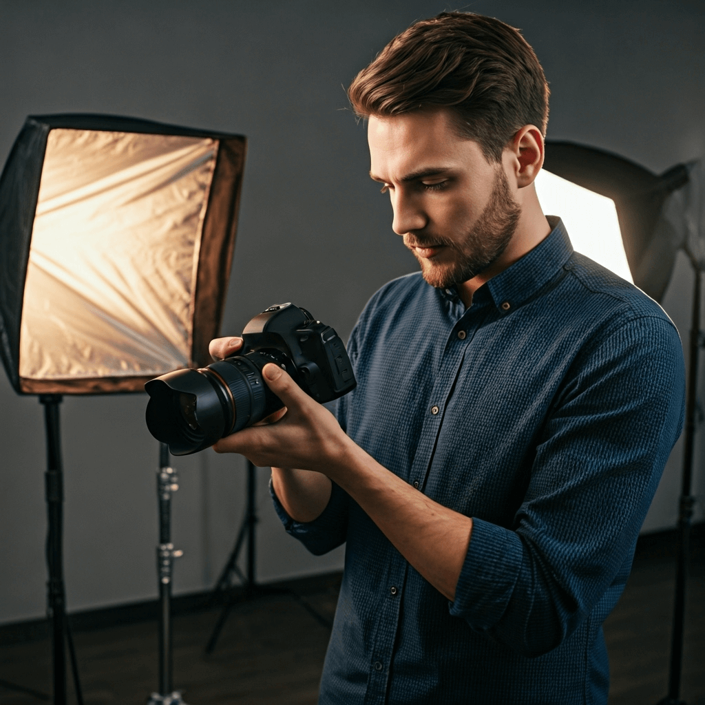 fotograf-voraussetzungen selbststaendig als Fotograf Kamera in Hand