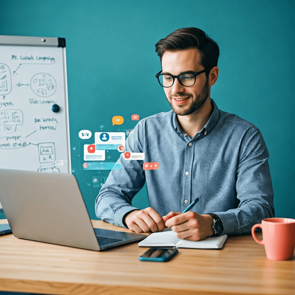 Marketing vor der Gruendung Mann mit Lupe