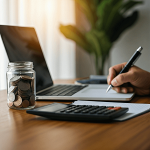 pc absetzen muenzen Hand Papier